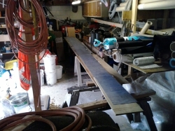 5 metre length of EPDM strip in the workshop ready to have seam tape added both sides