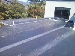overview of the down slope on the east side of roof