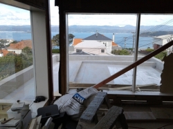 view across the roof from inside the house